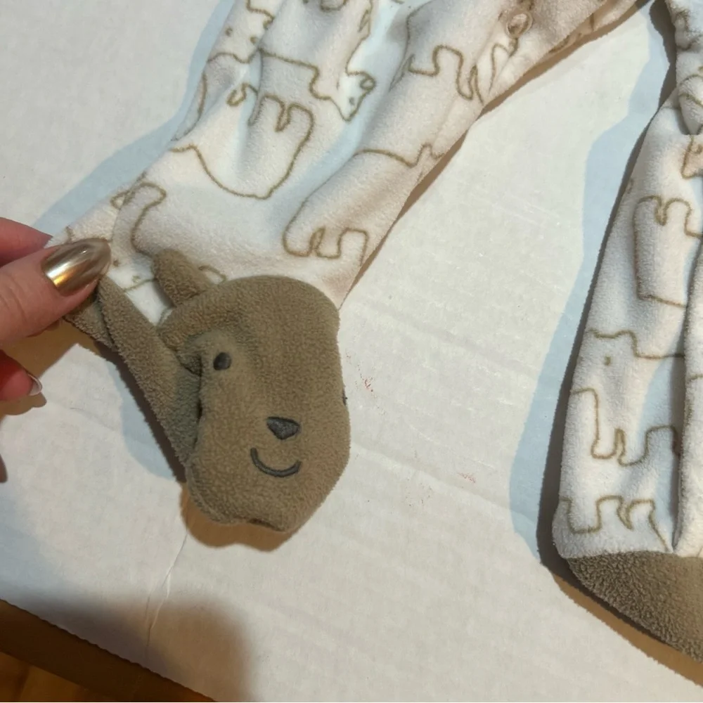 Carter's‎ Cream and Brown Bear Cub Print Footie 9 Months